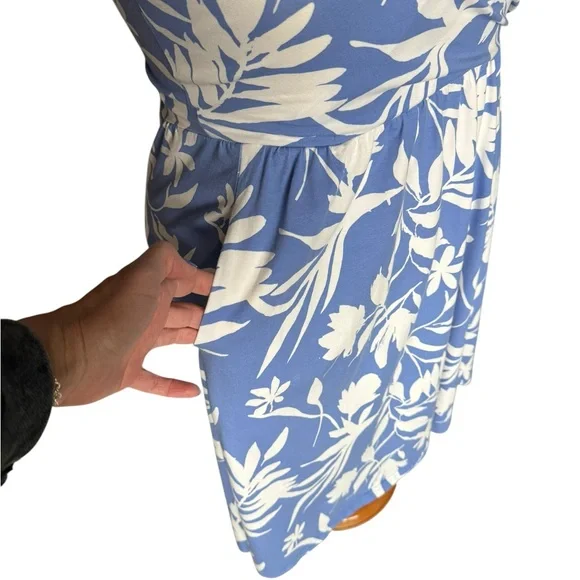 Pact Organic Cotton Blue Floral Wrap Dress XL Coastal Cottagecore Resort Summer - Picture 2 of 7